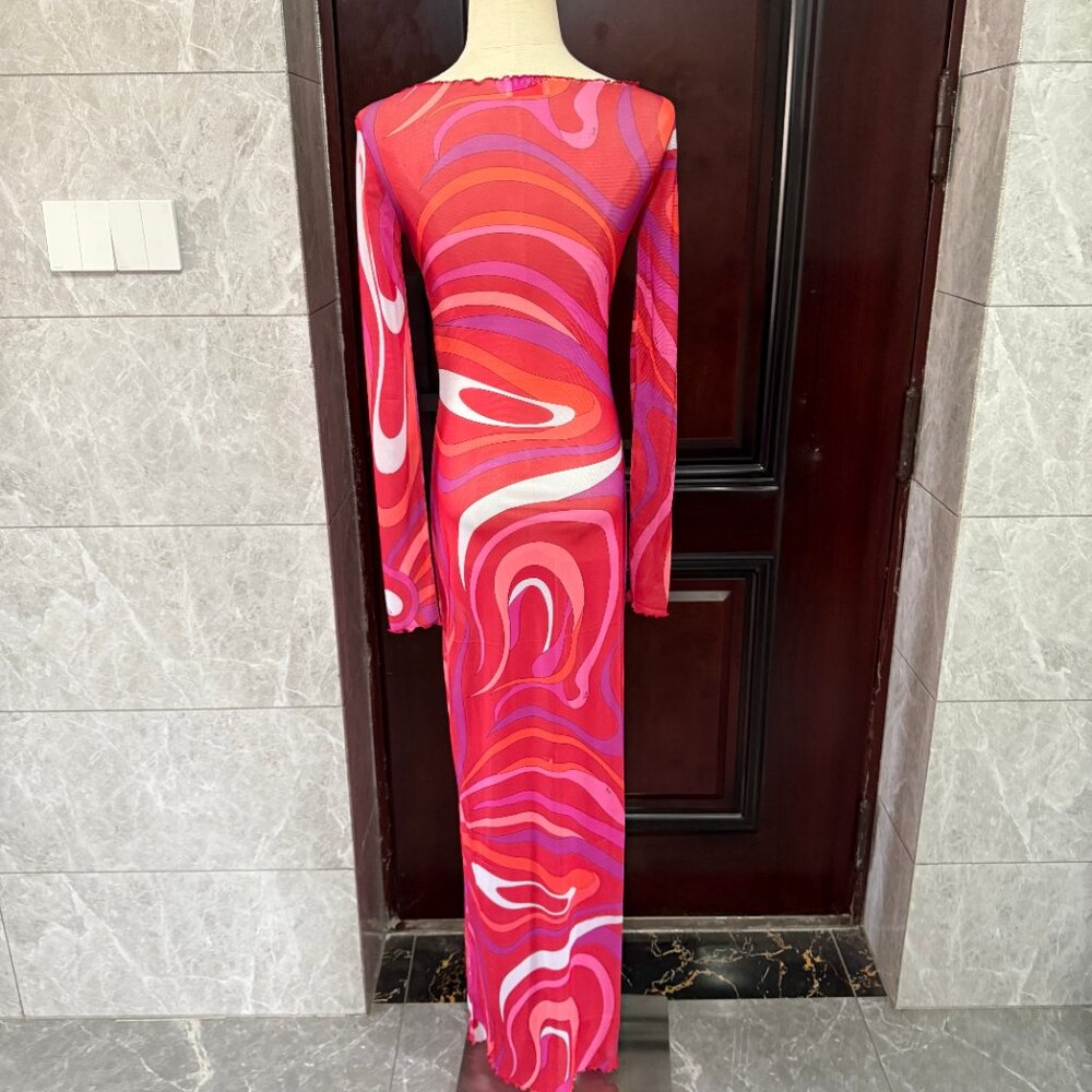 PUCCI Marmo printed mesh maxi dress - Picture 4 of 10